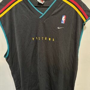 Vintage Nike Detroit Pistons Black and Teal Sports Jersey XXL